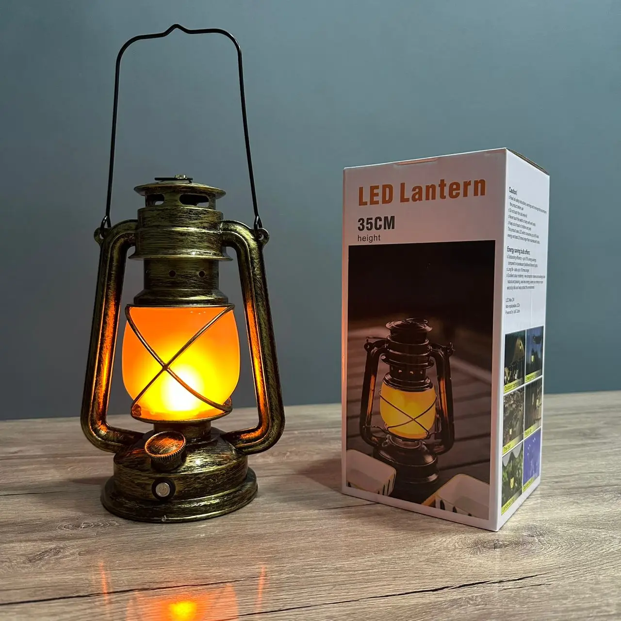 FANOUS LANTERNE CAMPING LELLA BAYA DECORE FLAME 35CM LAMPE LED AVEC BATTERY RECHARGEABLE BRONZE